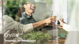  Presentation with engagement - Cool new PPT theme with happy-asian-multigenerational-family backdrop and a violet colored foreground