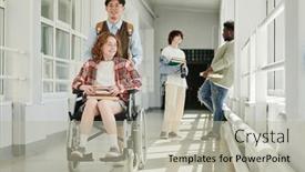  Presentation with asian - PPT layouts consisting of happy-asian-teenager-pushing background and a mint green colored foreground