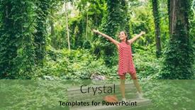  Presentation with summer trees - Cool new presentation theme with happy-asian-woman-enjoying-freedom backdrop and a seafoam green colored foreground