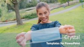  Presentation with medical prevention - Theme featuring happy-asian-woman-showing-medical background and a teal colored foreground