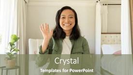  Presentation with relaxation - Slide set consisting of happy-asian-woman-using-having background and a violet colored foreground