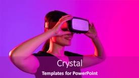  Presentation with light pink - Presentation design featuring happy-asian-woman-using-vr background and a  colored foreground