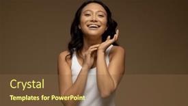  Presentation with dark skin - Presentation theme enhanced with happy-asian-woman-with-dark and a tawny brown colored foreground