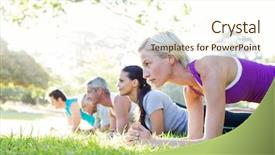  Presentation with training camp - Slide deck featuring happy athletic group training background and a cream colored foreground