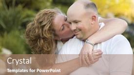  Presentation with couple kiss - Colorful slides enhanced with happy attractive affectionate couple kiss on cheek in the park backdrop and a coral colored foreground