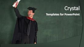  Presentation with graduation - Audience pleasing slides consisting of happy attractive boy after his graduation against green chalkboard backdrop and a dark gray colored foreground