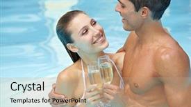  Presentation with sparkling wine - Amazing slide set having happy attractive couple drinking sparkling backdrop and a coral colored foreground