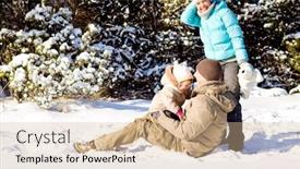  Presentation with snow - Slides consisting of happy attractive family playing in snow background and a lemonade colored foreground