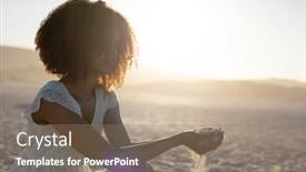  Presentation with summer sun - PPT layouts having happy-attractive-mixed-race-woman background and a coral colored foreground