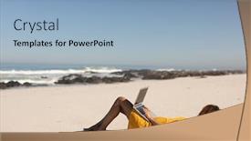  Presentation with race - Presentation theme with happy-attractive-mixed-race-woman background and a  colored foreground