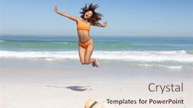  Presentation with race - Amazing PPT theme having happy-attractive-mixed-race-woman backdrop and a lemonade colored foreground