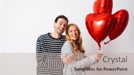 Presentation with young happy couple - Slides enhanced with happy-attractive-young-couple-celebrating background and a mint green colored foreground