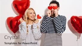  Presentation with valentines - Audience pleasing slide deck consisting of happy-attractive-young-couple-celebrating backdrop and a soft green colored foreground
