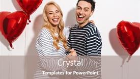  Presentation with valentines - Cool new PPT layouts with happy-attractive-young-couple-celebrating backdrop and a coral colored foreground