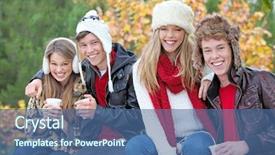  Presentation with teens - Presentation having happy autumn or fall group of smiling teens background and a ocean colored foreground