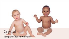  Presentation with babies - Cool new theme with happy babies of different race backdrop and a lemonade colored foreground