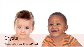  Presentation with babies - Colorful PPT theme enhanced with happy babies of different race backdrop and a  colored foreground