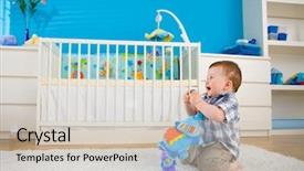  Presentation with happy baby - PPT theme enhanced with happy baby boy 1 year background and a soft green colored foreground