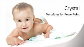  Presentation with baby diapers - PPT theme with happy baby child with diapers background and a  colored foreground