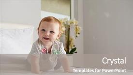 Presentation with baby girl - Presentation theme enhanced with happy-baby-girl-crawling background and a gray colored foreground