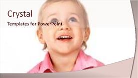  Presentation with upwards - Presentation enhanced with happy baby girl looking upwards background and a sky blue colored foreground