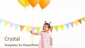  Presentation with happy birthday baby - Theme consisting of happy baby girl with helium background and a cream colored foreground