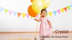  Presentation with happy birthday baby - Beautiful slide set featuring happy baby girl with helium backdrop and a lemonade colored foreground