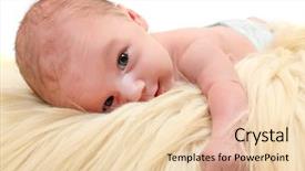  Presentation with happy baby - Presentation design with happy baby lying background and a lemonade colored foreground