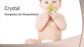  Presentation with happy baby - Colorful presentation theme enhanced with happy baby with apple isolated backdrop and a  colored foreground