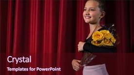  Presentation with dragonfly and flower - Audience pleasing PPT theme consisting of happy ballerina posing with flower backdrop and a wine colored foreground