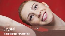  Presentation with ballet - Cool new slides with happy ballet dancer practicing against red wall backdrop and a coral colored foreground