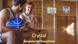  Presentation with basketball players - Presentation theme consisting of happy basketball players doing fist background and a  colored foreground