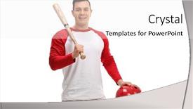  Presentation with baseball player - Cool new presentation theme with happy bats - baseball player with a bat backdrop and a white colored foreground