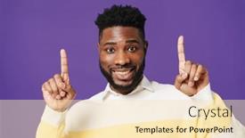  Presentation with upwards - Presentation enhanced with happy-bearded-african-american-man background and a lemonade colored foreground