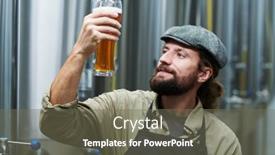  Presentation with brewery - PPT theme having happy-bearded-brewery-owner-looking background and a gray colored foreground