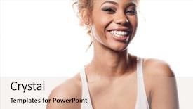  Presentation with curly hair - Theme with happy beautiful african american woman background and a  colored foreground