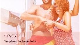  Presentation with sailboat - Presentation theme consisting of happy-beautiful-couple-having-fun background and a coral colored foreground