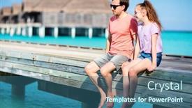  Presentation with luxury resort - Amazing presentation having happy-beautiful-family-of-father backdrop and a ocean colored foreground