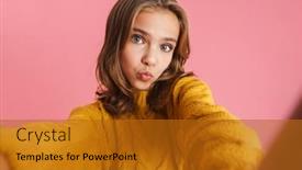  Presentation with kiss - Slide deck with happy-beautiful-girl-making-kiss background and a gold colored foreground