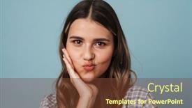  Presentation with kiss - Beautiful PPT theme featuring happy-beautiful-girl-making-kiss backdrop and a tawny brown colored foreground