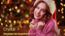  Presentation with sparkling lights - Slide deck having happy-beautiful-girl-smiles background and a  colored foreground