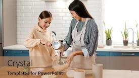  Presentation with pancake - Colorful theme enhanced with happy-beautiful-mother-and-daughter backdrop and a coral colored foreground