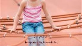  Presentation with playground - Slide set consisting of happy-beautiful-smiling-little-girl background and a coral colored foreground