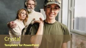  Presentation with parents - Slides consisting of happy-beautiful-soldier-woman-posing background and a tawny brown colored foreground