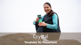  Presentation with woman sport - Amazing presentation theme having happy-beautiful-woman-resting backdrop and a violet colored foreground