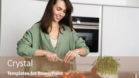  Presentation with avocado - Presentation consisting of happy-beautiful-woman-smiling background and a coral colored foreground