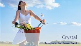 Presentation with happy birthday bicycle - PPT theme having happy-beautiful-woman-wearing-white background and a  colored foreground