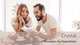  Presentation with reading table - PPT layouts consisting of happy-beautiful-young-couple-having background and a soft green colored foreground