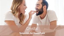  Presentation with young happy couple - Presentation featuring happy-beautiful-young-couple-having background and a coral colored foreground