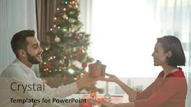  Presentation with christmas candles - Presentation theme having happy-beautiful-young-couple-sitting background and a coral colored foreground